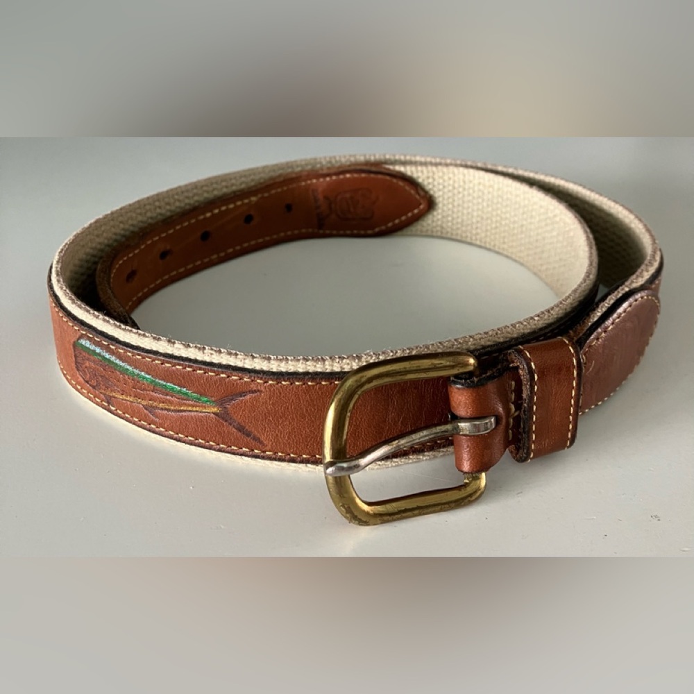 Brighton - Fish Motif - Leather & Canvas Belt, size 42